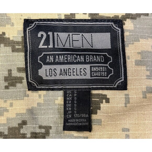 21 Mens Camo Jacket Army Tactical Military Green Camouflage Coat Button Up SMALL - Picture 4 of 6